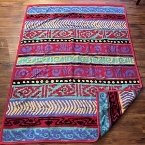 Vintage Ibena Throw Blanket 58x74 Colorful Abstract Southwestern Native American